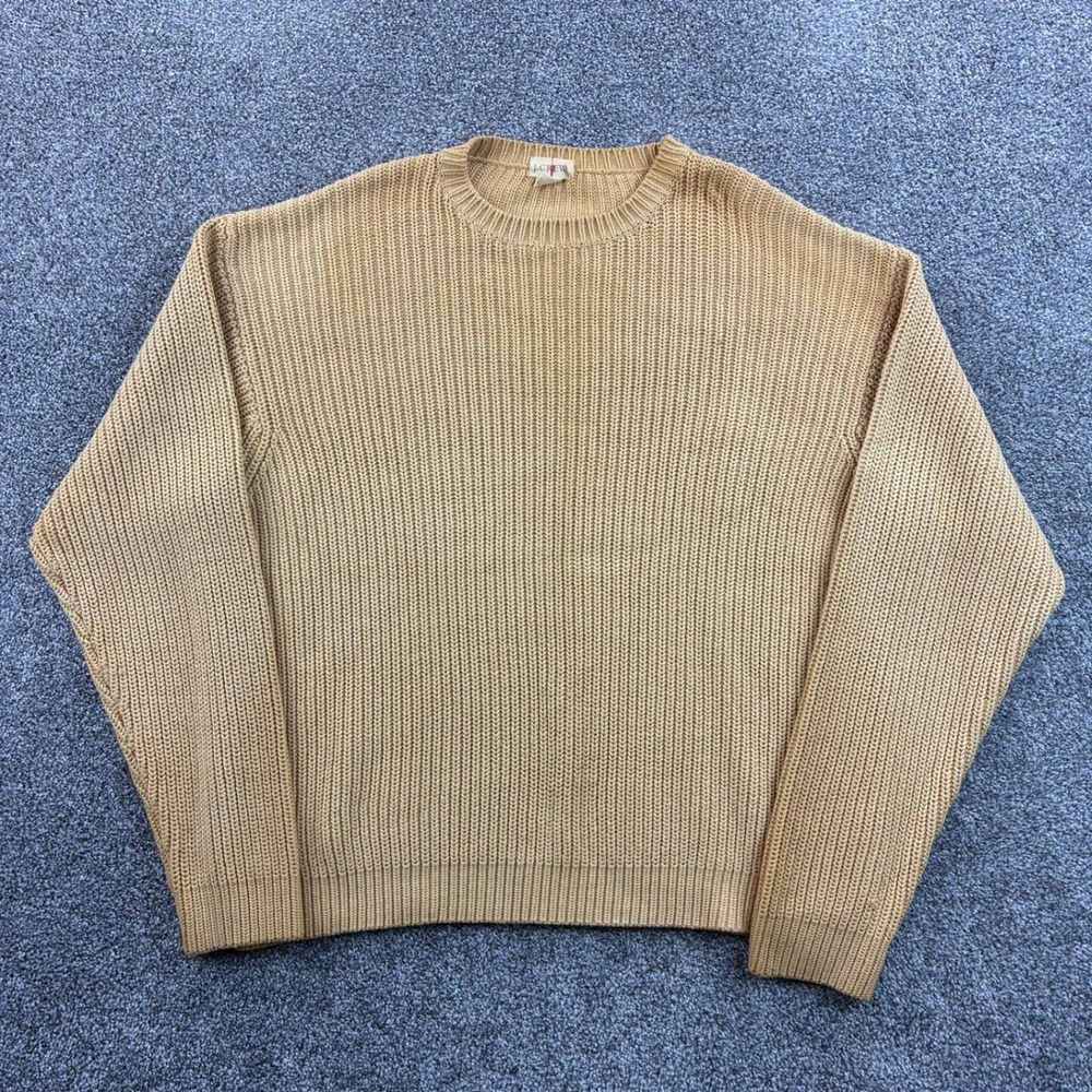 Vintage J.Crew Oarsman Sweater Mens XL‎ Yellow Shaker Chunky Knit Fisherman